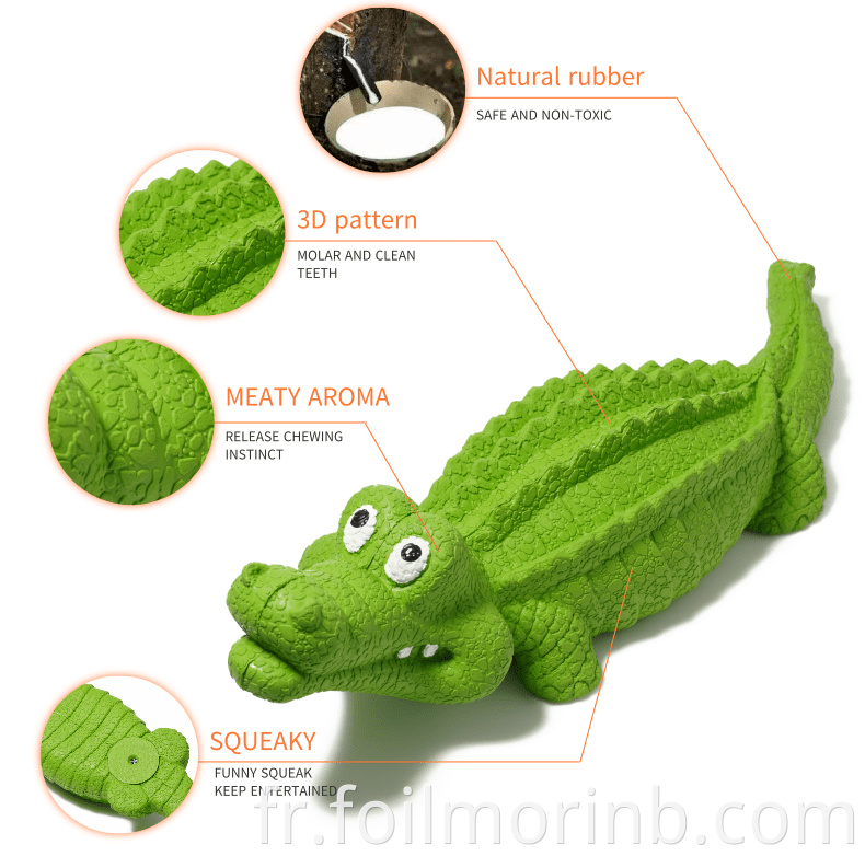 Natural Rubber Crocodile Shape Dog Toy